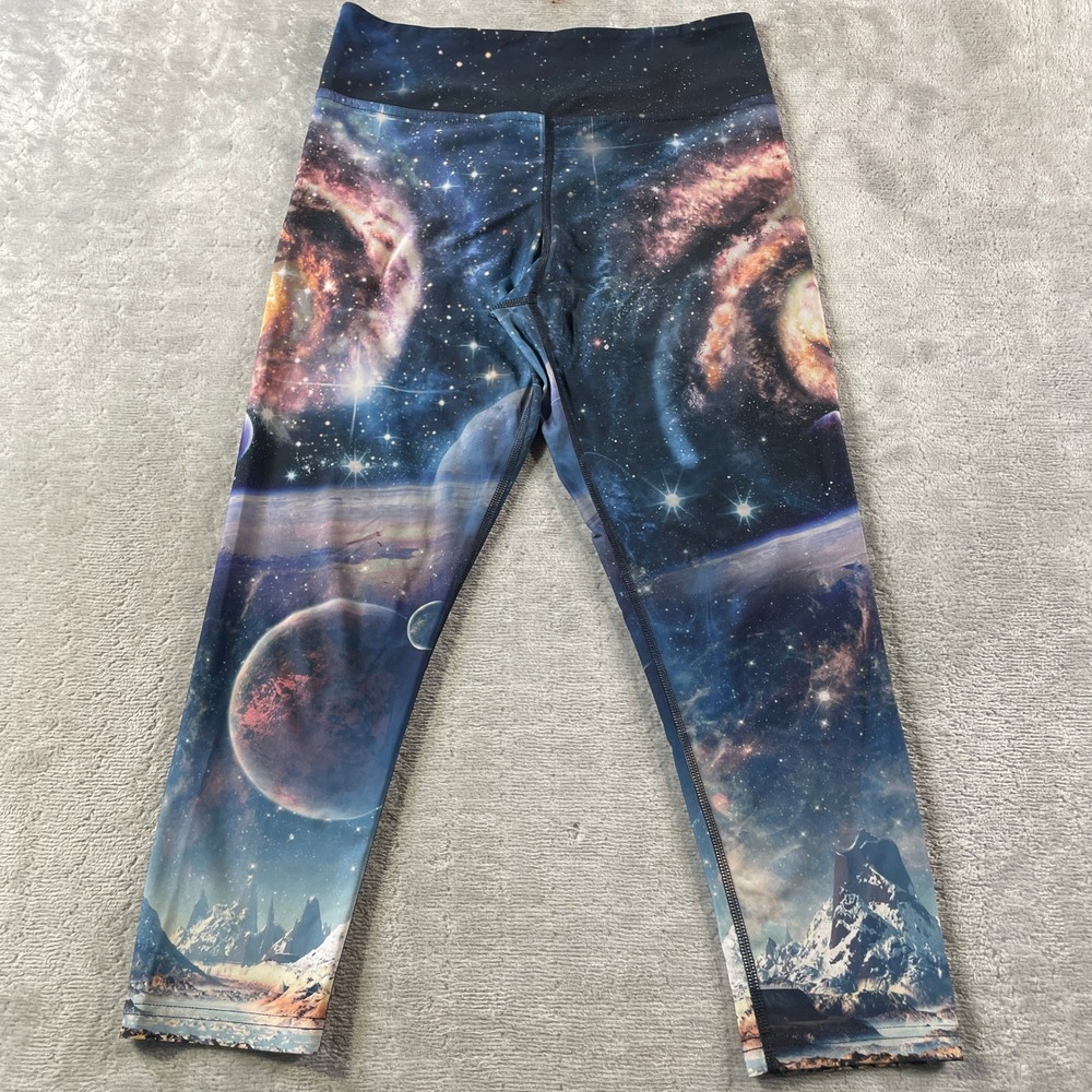 Eagle Rock Werkshop Leggings Womens Medium Blue Galaxy Cropped Space Capri